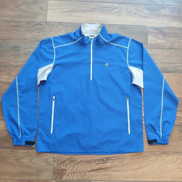FootJoy Pullover Mens Medium Blue Golf Windbreaker Jacket Outdoors Half Zip - Picture 2 of 9